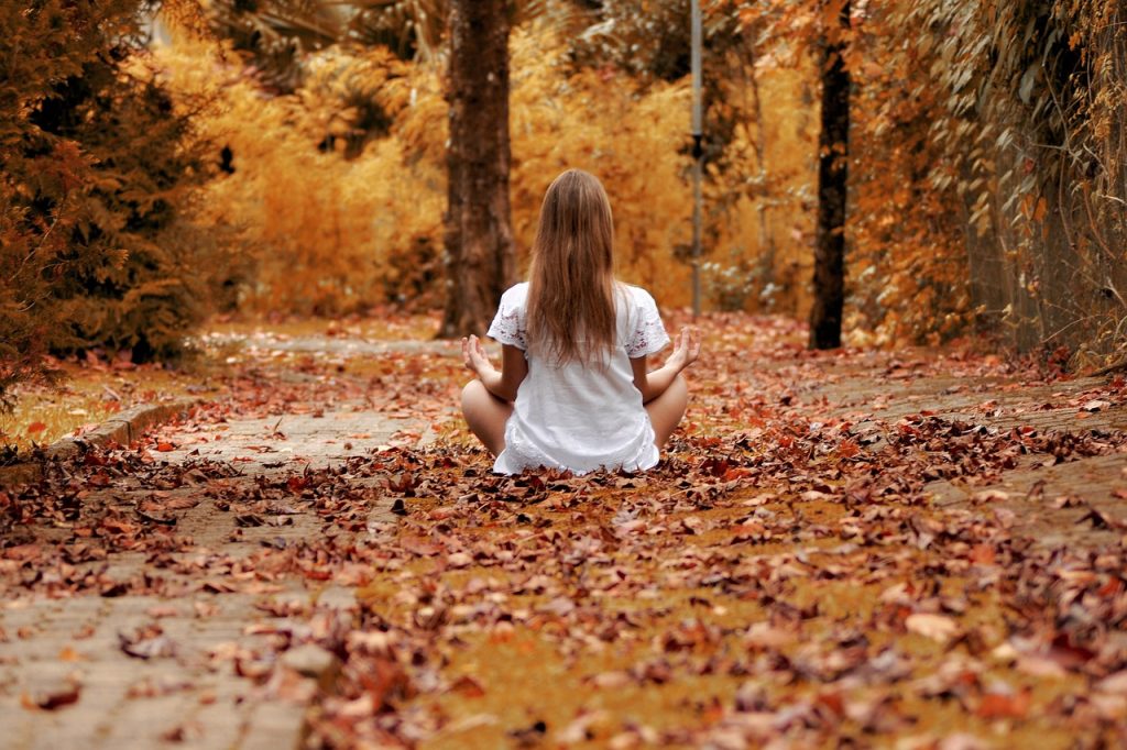 girl, forest, zen